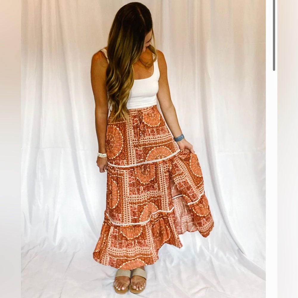 FIRM PRICE Simplee Boho  Maxi Summer skirt L